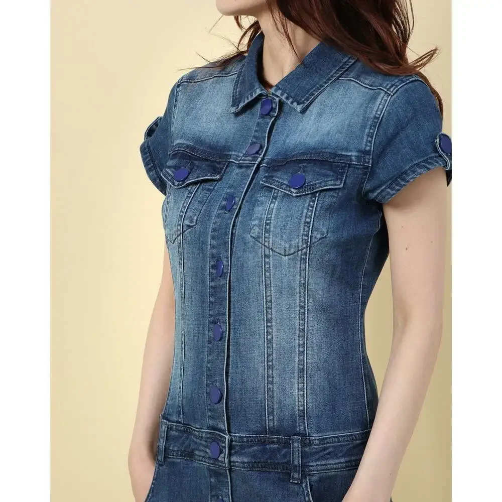 Desigual Women's Vest Xena Denim Mini Dress Short Sleeve Blue Size 40 /US 6 NWT_5